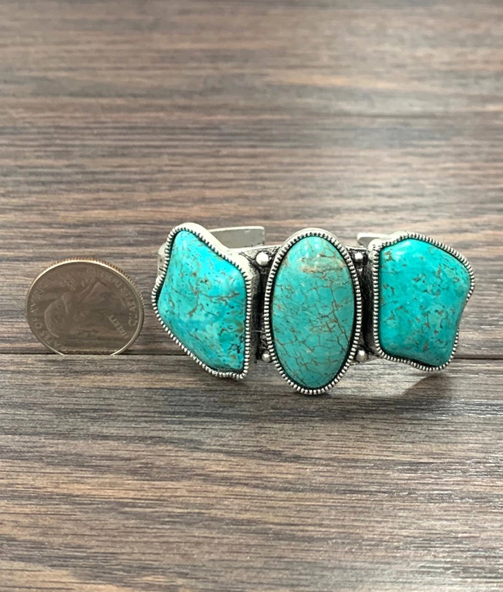 Three Stone Turquoise Statement Bracelet