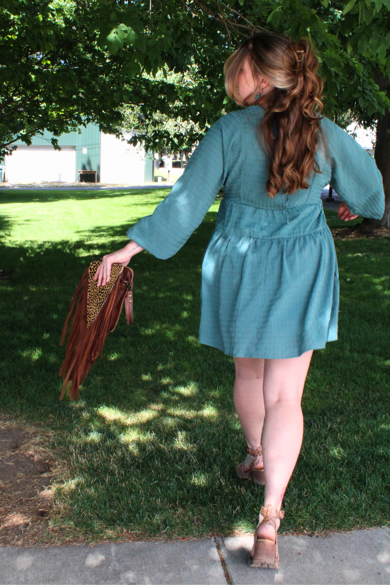 Long Sleeve Teal Mini Dress