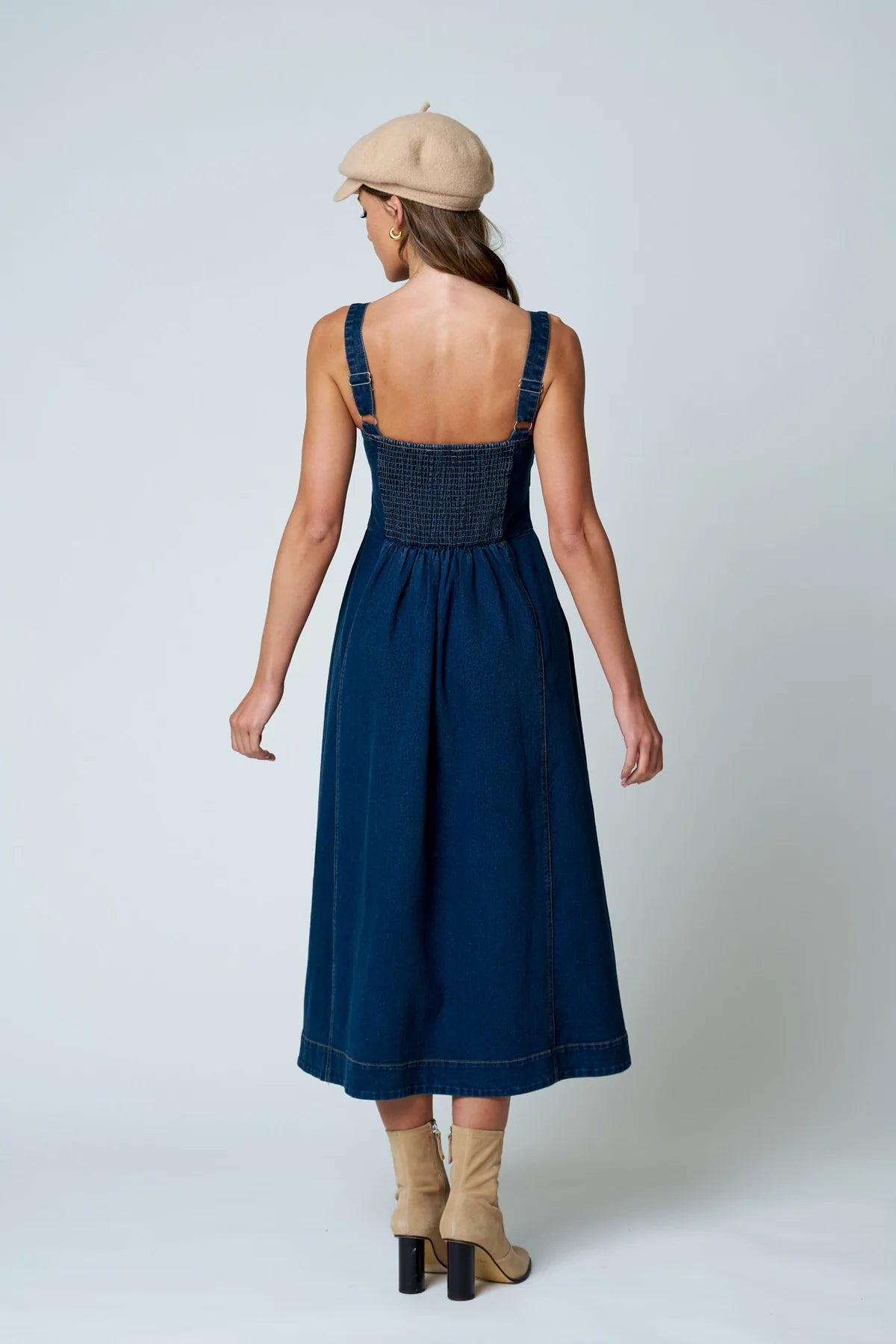 Women’s Dark-Wash Denim Midi Dress