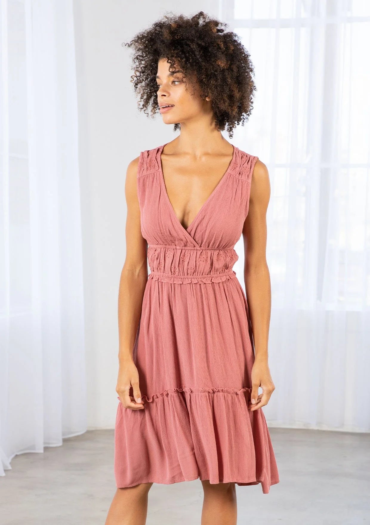 Eyelet Waist Midi Dress