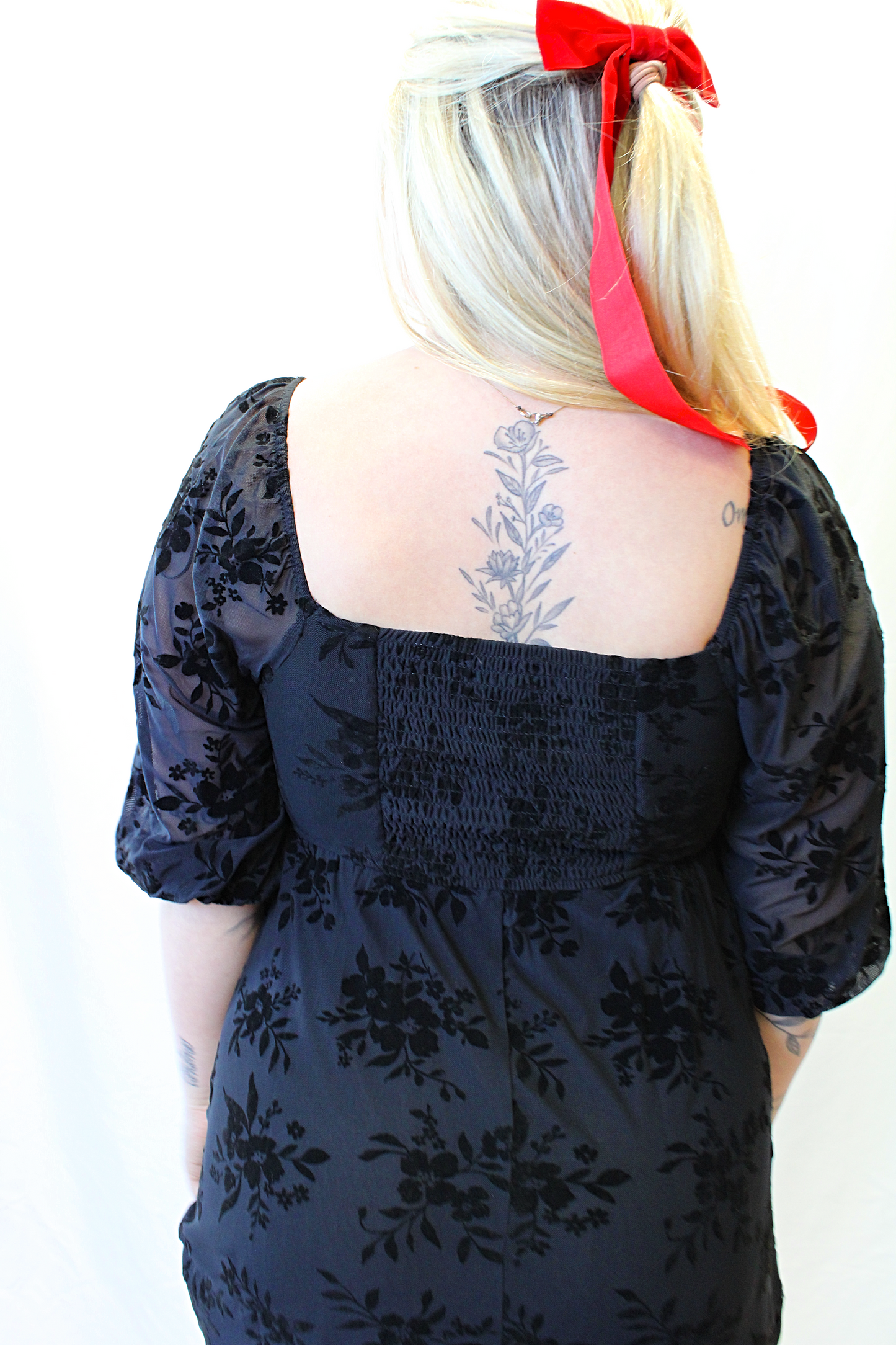 Floral Velvet Twist Front Midi Dress