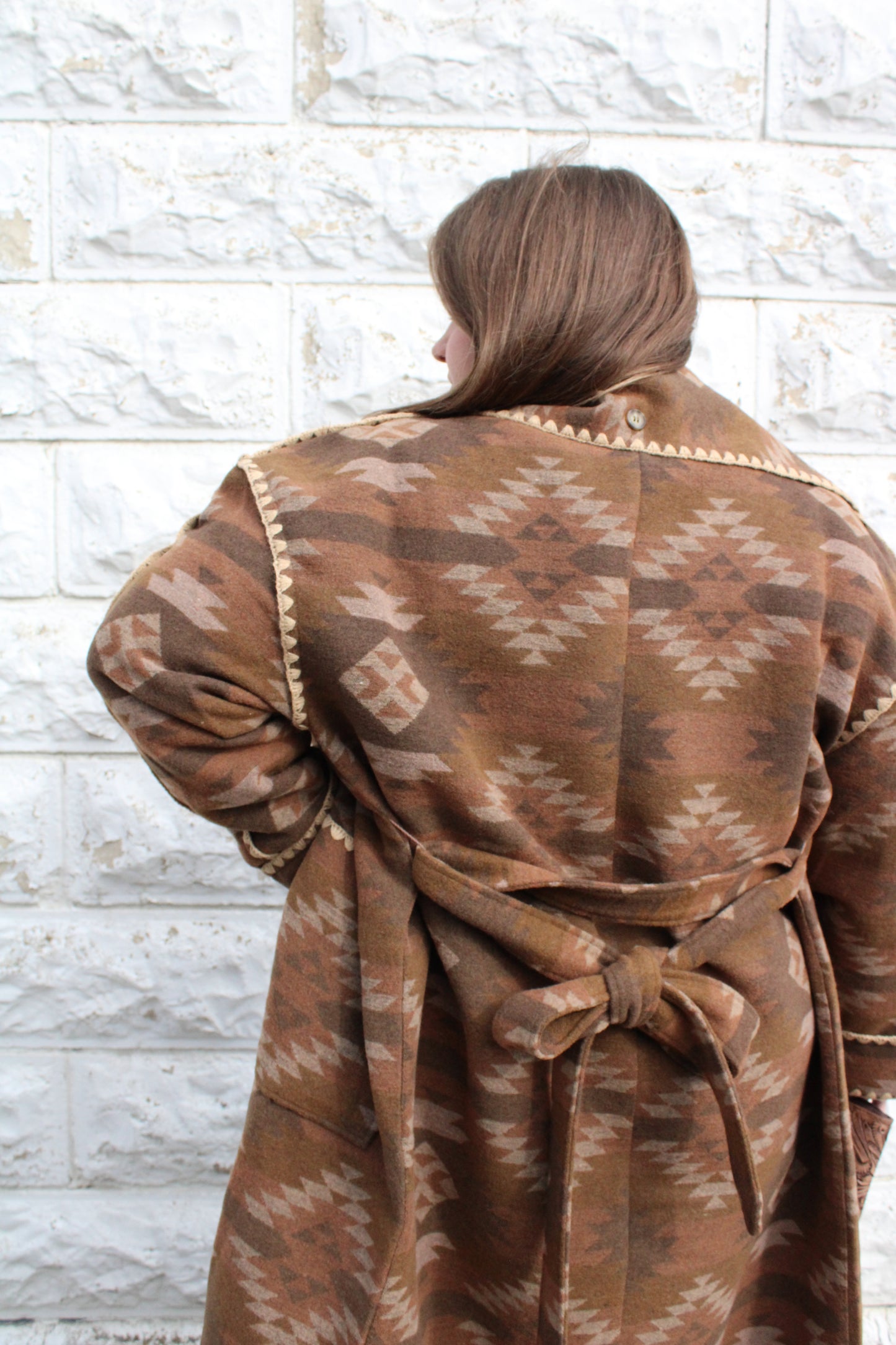 Miss Me Aztec Long Coat with Scarf