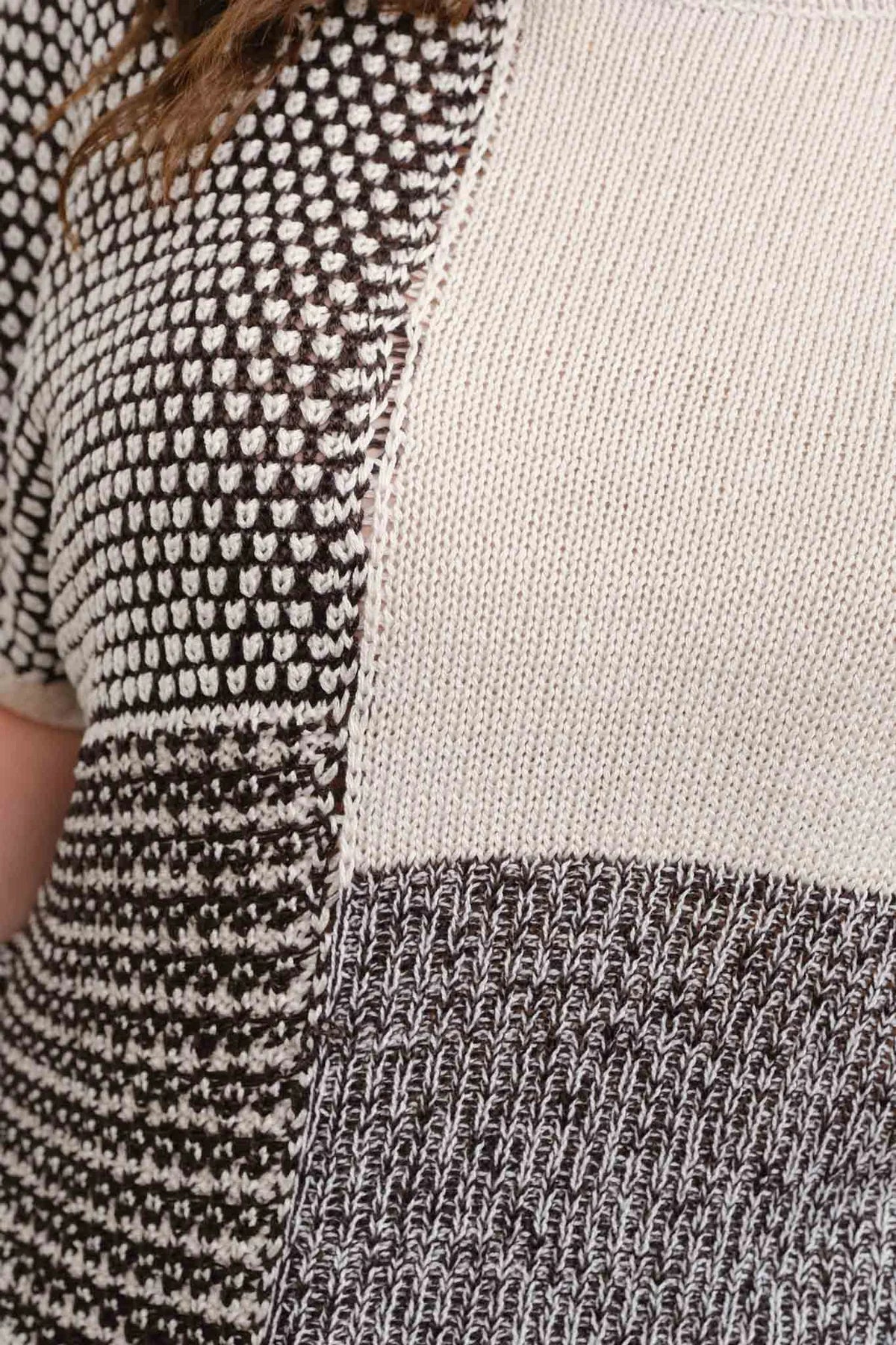 Plus Size Color Block Short-Sleeve Sweater