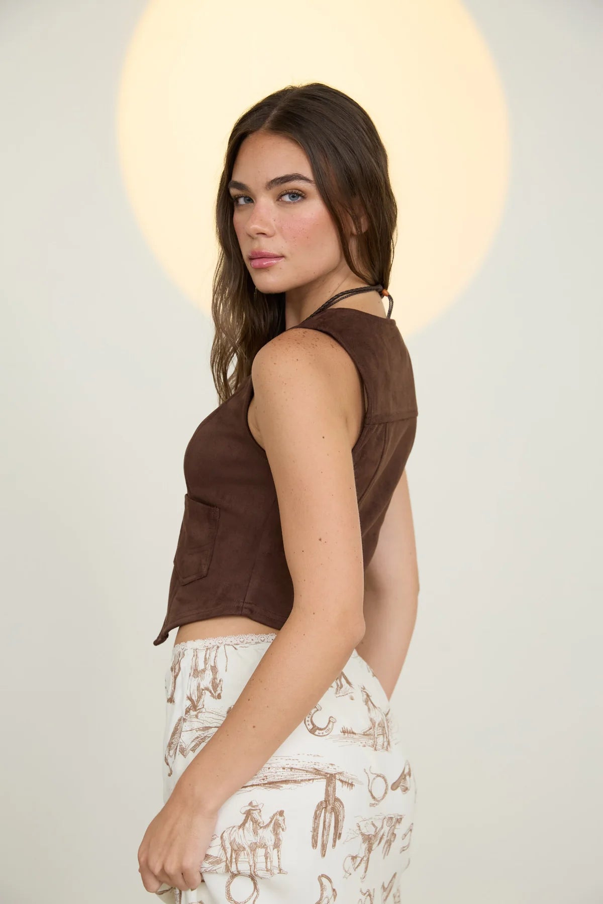 Brown Suede Button Down Vest