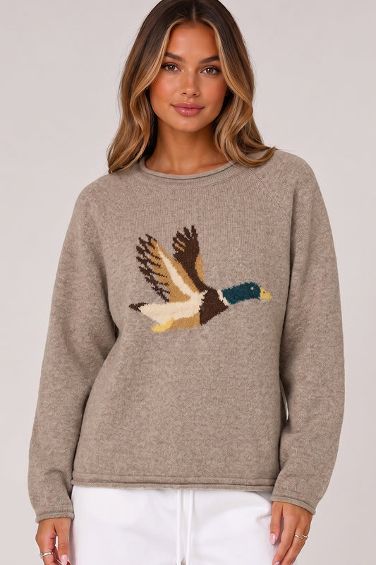 Mallard in Flight Knit Crewneck Sweater – Heather Taupe