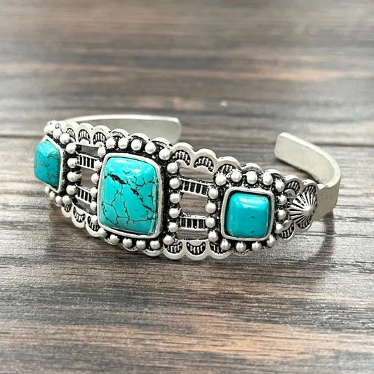 Western Turquoise Statement Cuff Bracelet