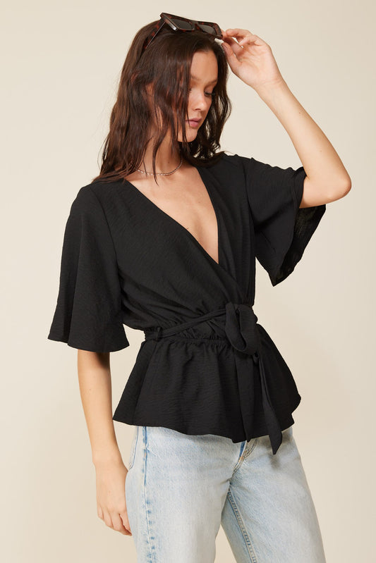 Brooklyn Airflow Surplice Top With Belt
