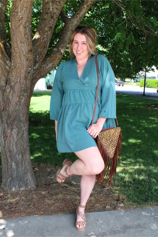 Long Sleeve Teal Mini Dress