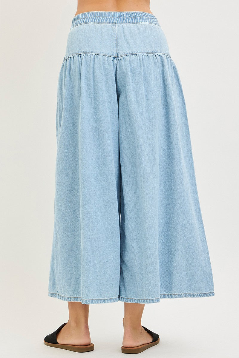 Button Detail Slouchy Culottes