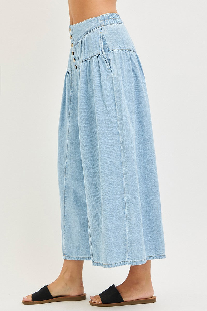 Button Detail Slouchy Culottes