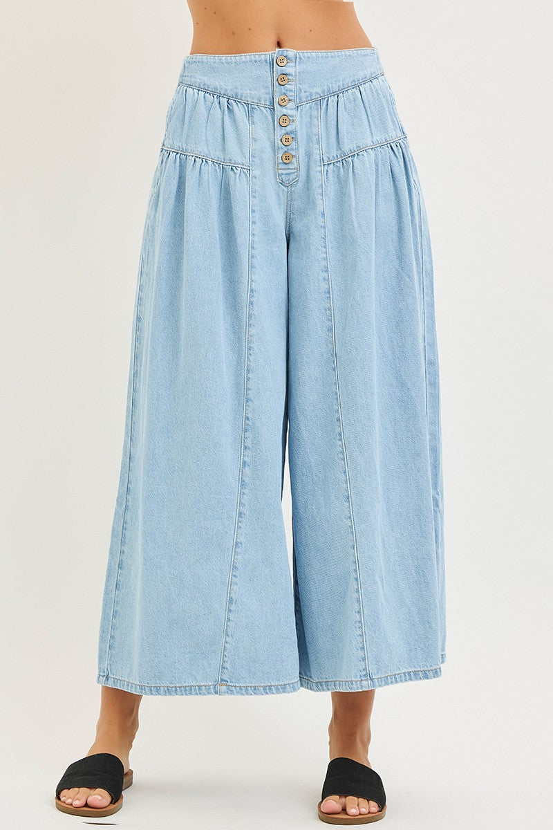Button Detail Slouchy Culottes
