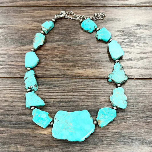 Raw Turquoise Slab Statement Necklace
