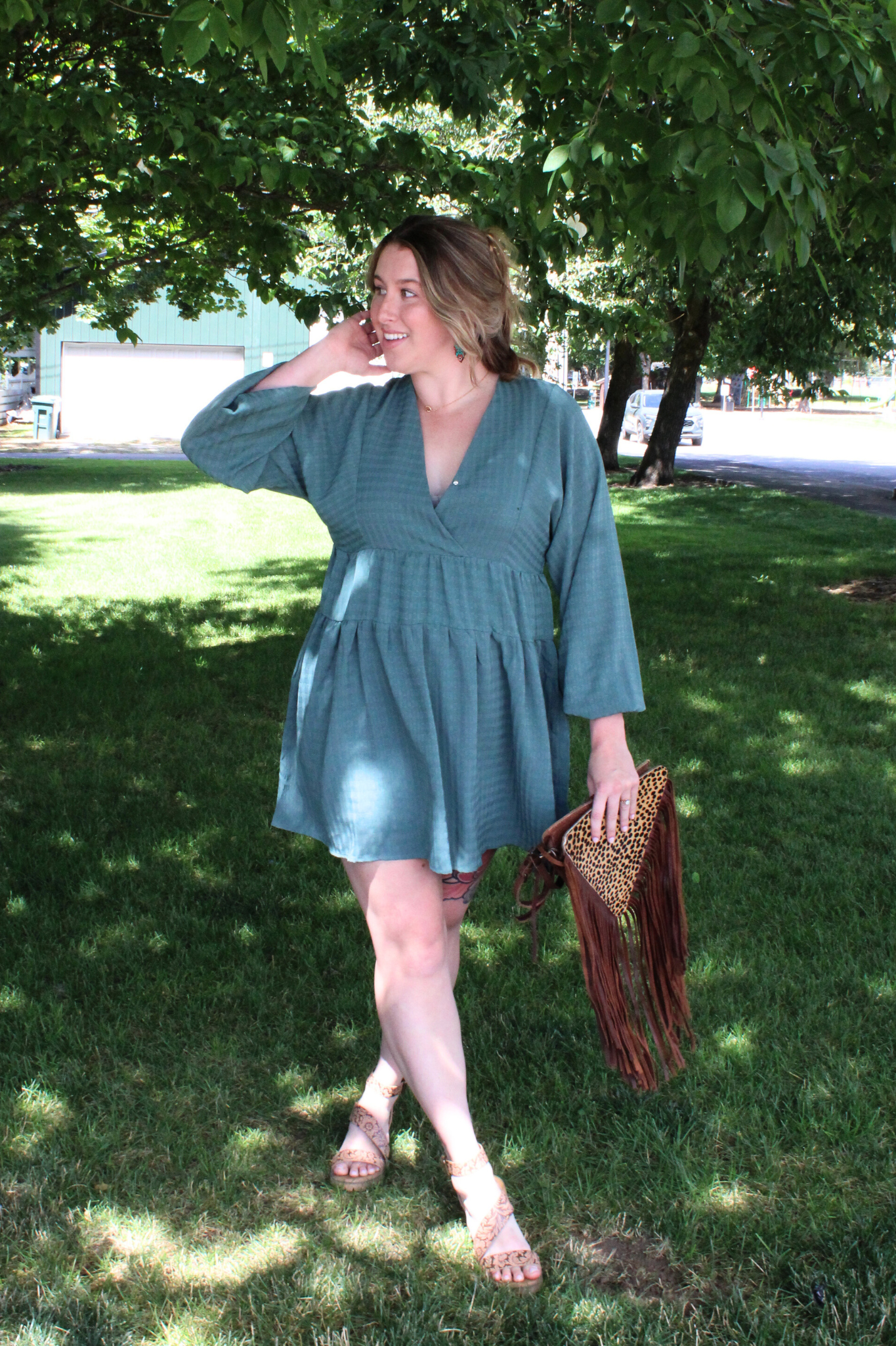 Long Sleeve Teal Mini Dress