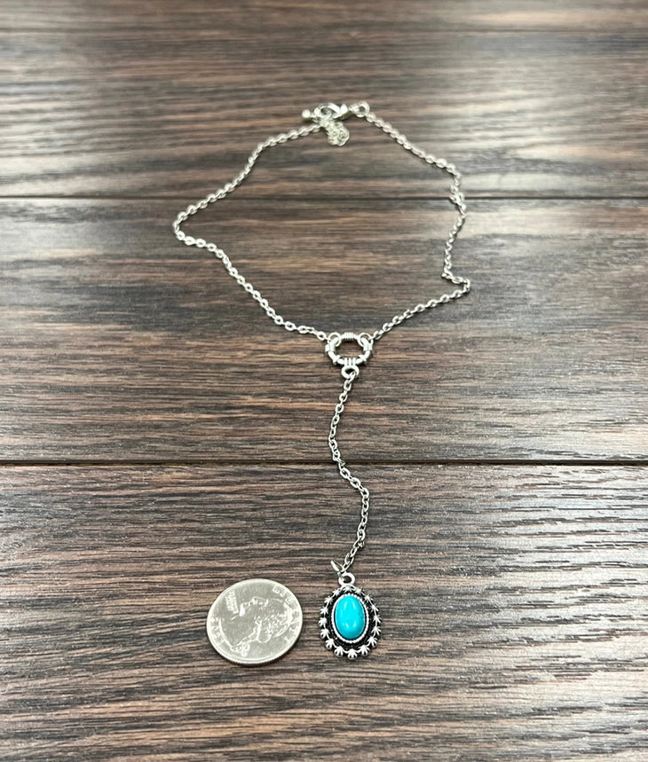 Turquoise Lariat Pendant Necklace