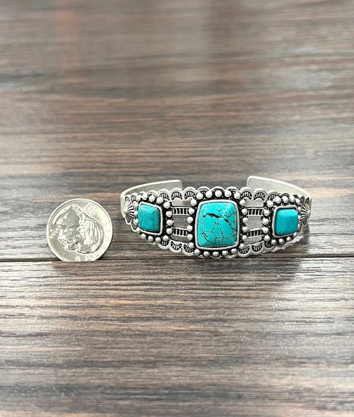 Western Turquoise Statement Cuff Bracelet