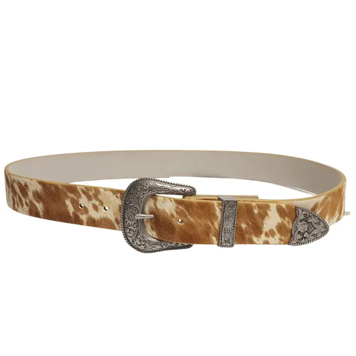 Genuine Brown Cow Hair Leather Belt