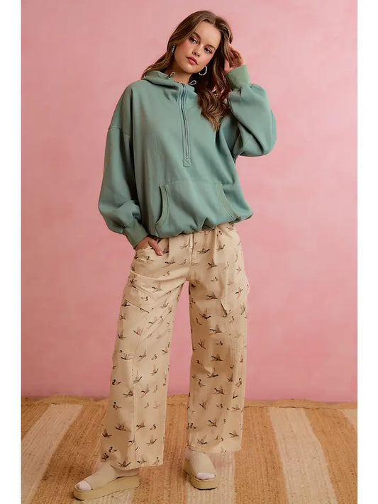 Mallard Meadow Duck Print Barrel Cargo Pants
