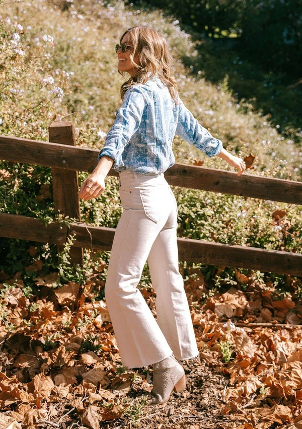 Bleached Out Button Up Blouse
