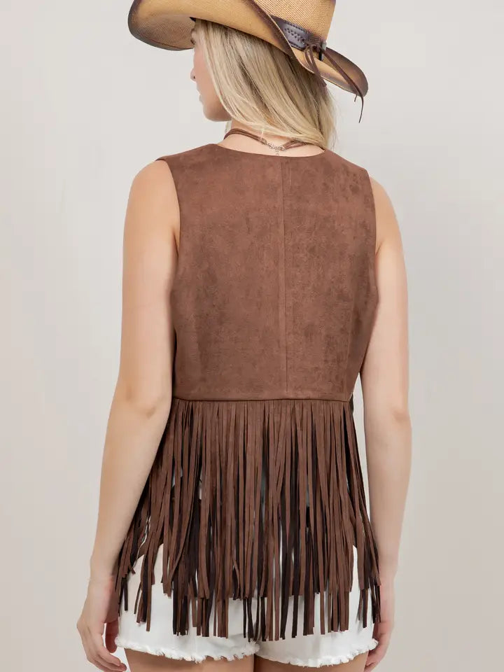 Brown Suede Fringe Vest