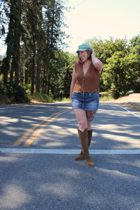 Miss Me Daisy Dreamcatcher Embellished Pockets Denim Mini Skirt