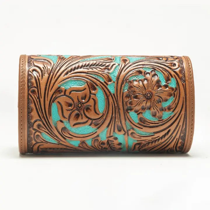 Canyon Jewellery Case Handtooled Leather - Whiskey & Water