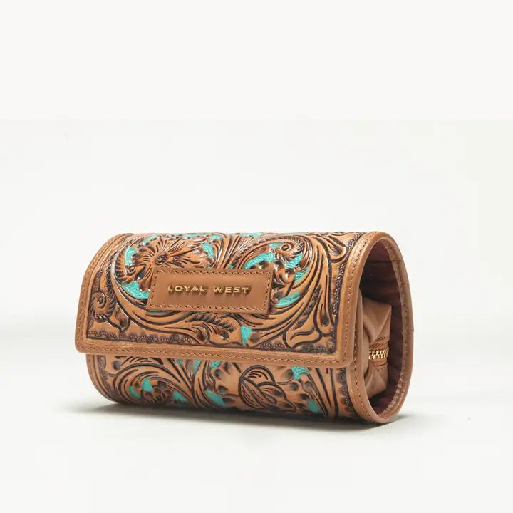 Canyon Jewellery Case Handtooled Leather - Whiskey & Water