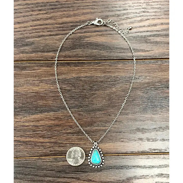 Turquoise Teardrop Pendant Necklace