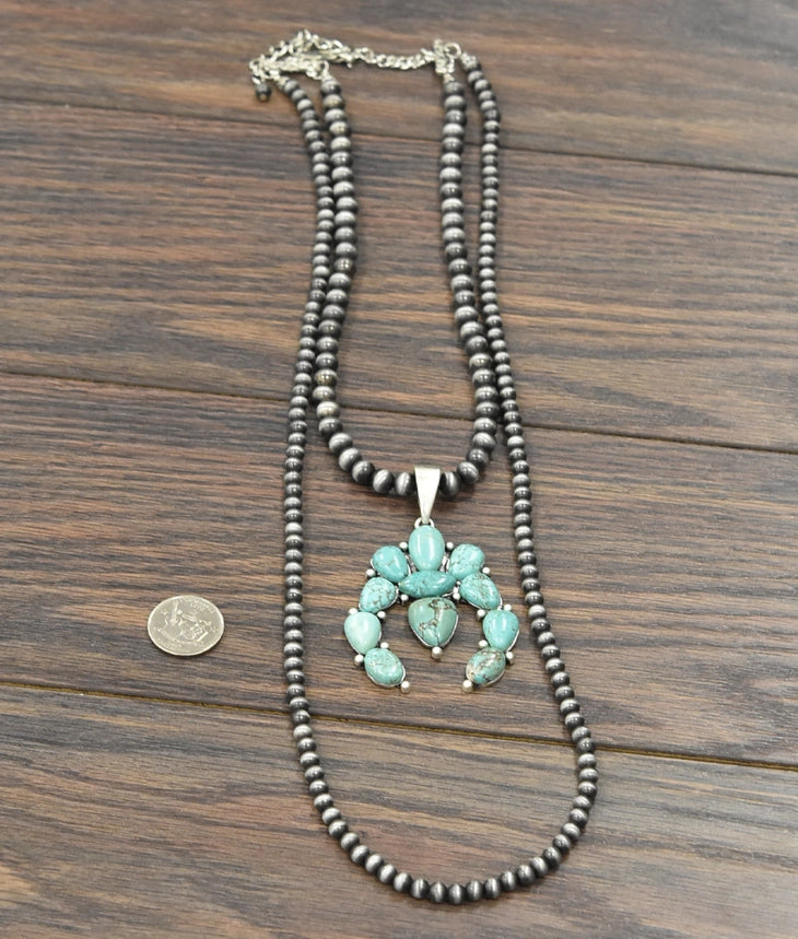 Turquoise Squash Blossom Layered Necklace