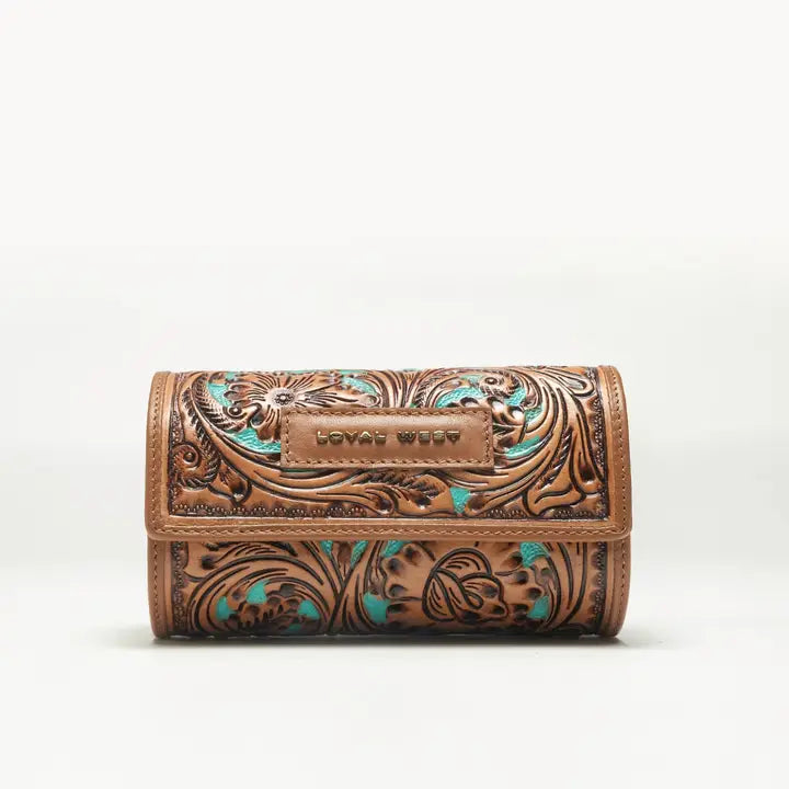 Canyon Jewellery Case Handtooled Leather - Whiskey & Water