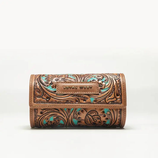Canyon Jewellery Case Handtooled Leather - Whiskey & Water