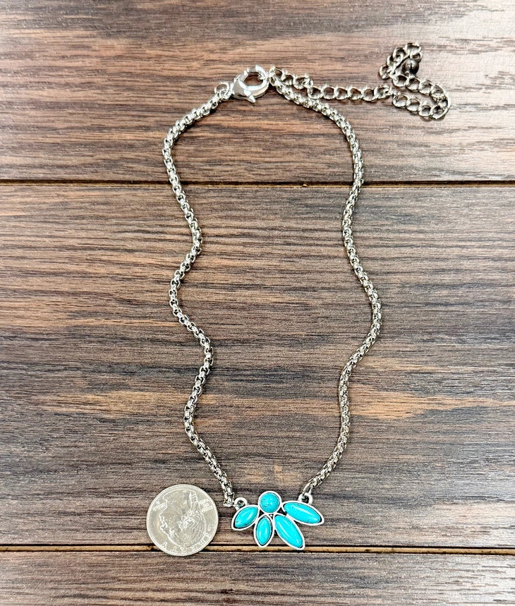 Turquoise Cluster Pendant Necklace