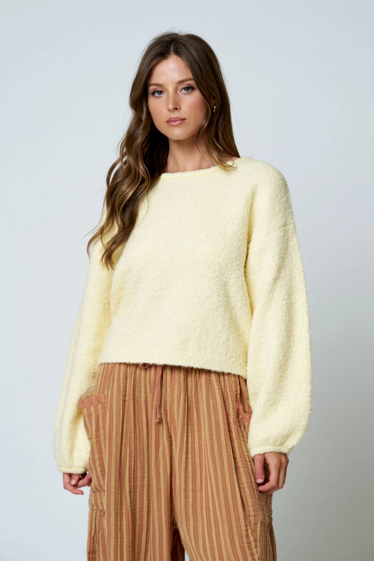 Butter Yellow Cozy Textured Knit Sweater