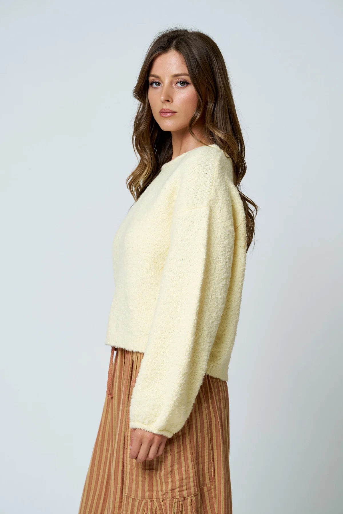 Butter Yellow Cozy Textured Knit Sweater