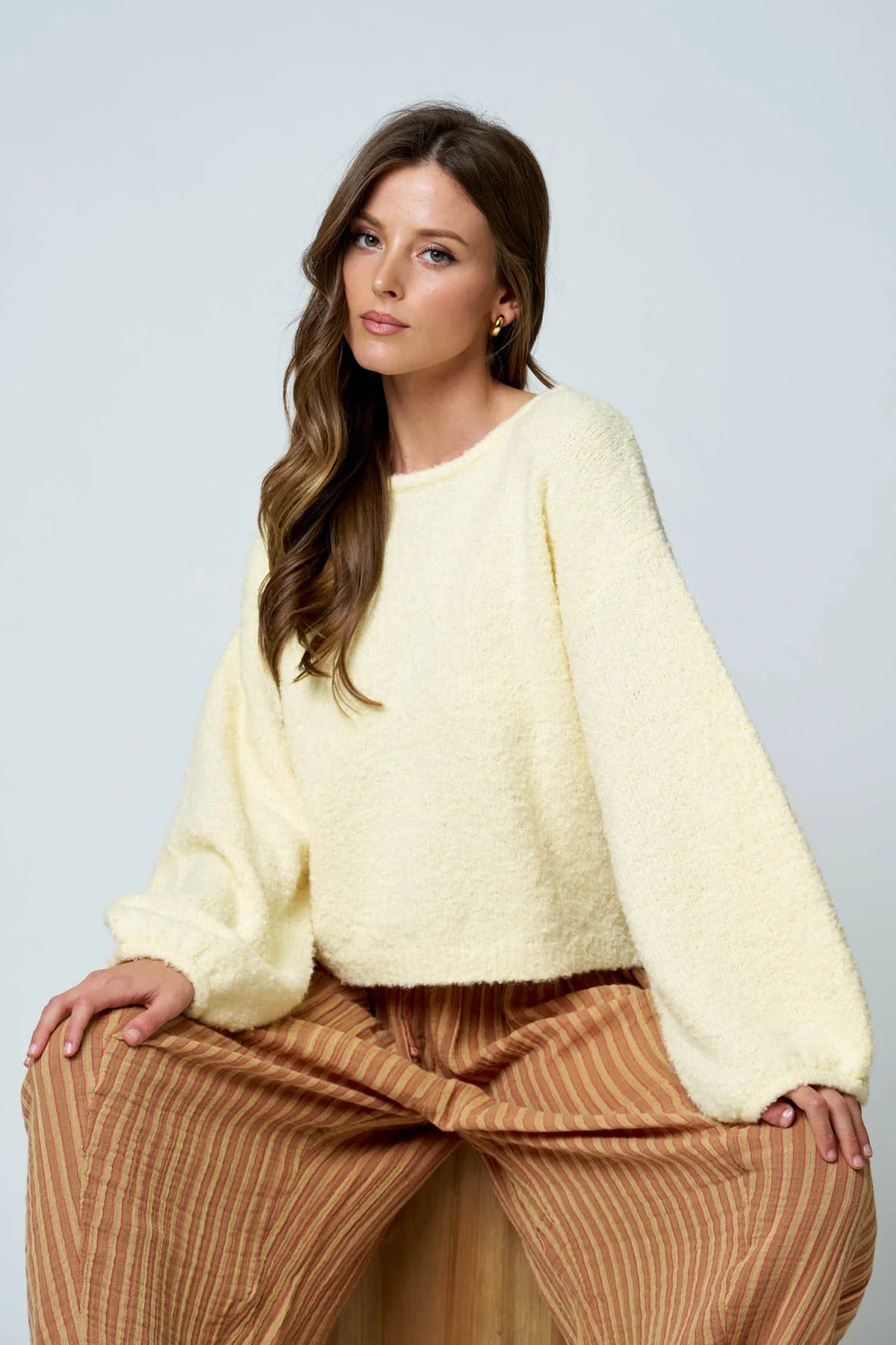 Butter Yellow Cozy Textured Knit Sweater