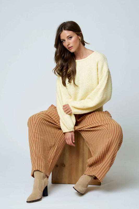 Butter Yellow Cozy Textured Knit Sweater