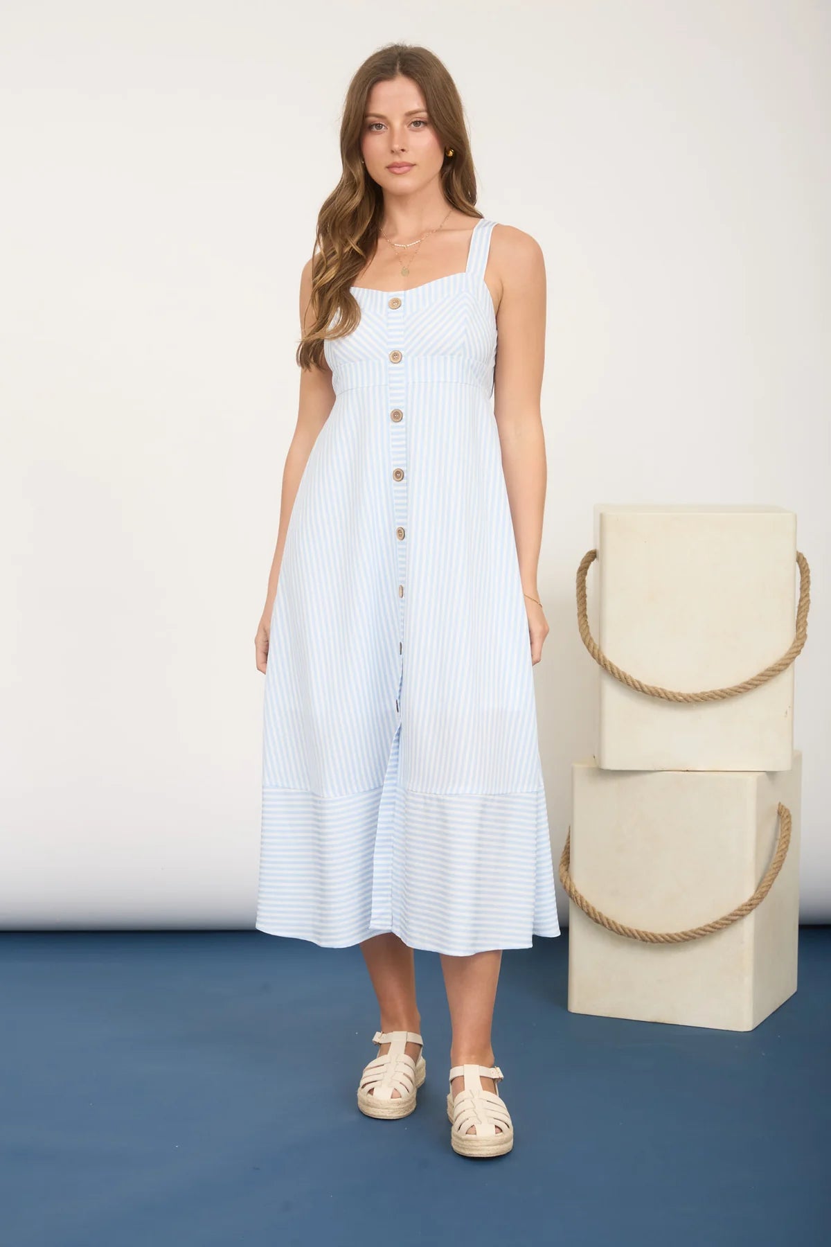 Coastal Breeze Striped Midi Dress