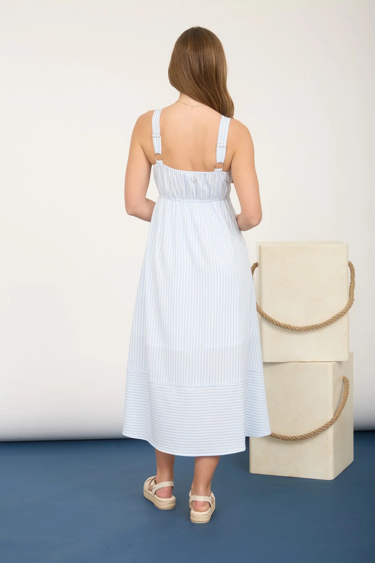 Coastal Breeze Striped Midi Dress