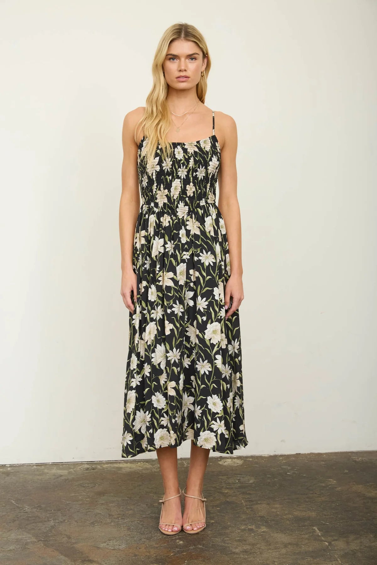 Midnight Garden Floral Midi Dress