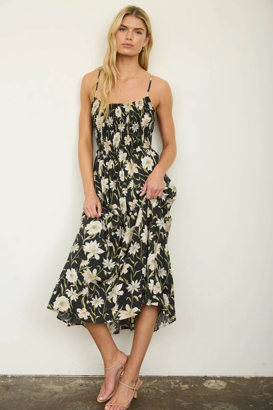 Midnight Garden Floral Midi Dress