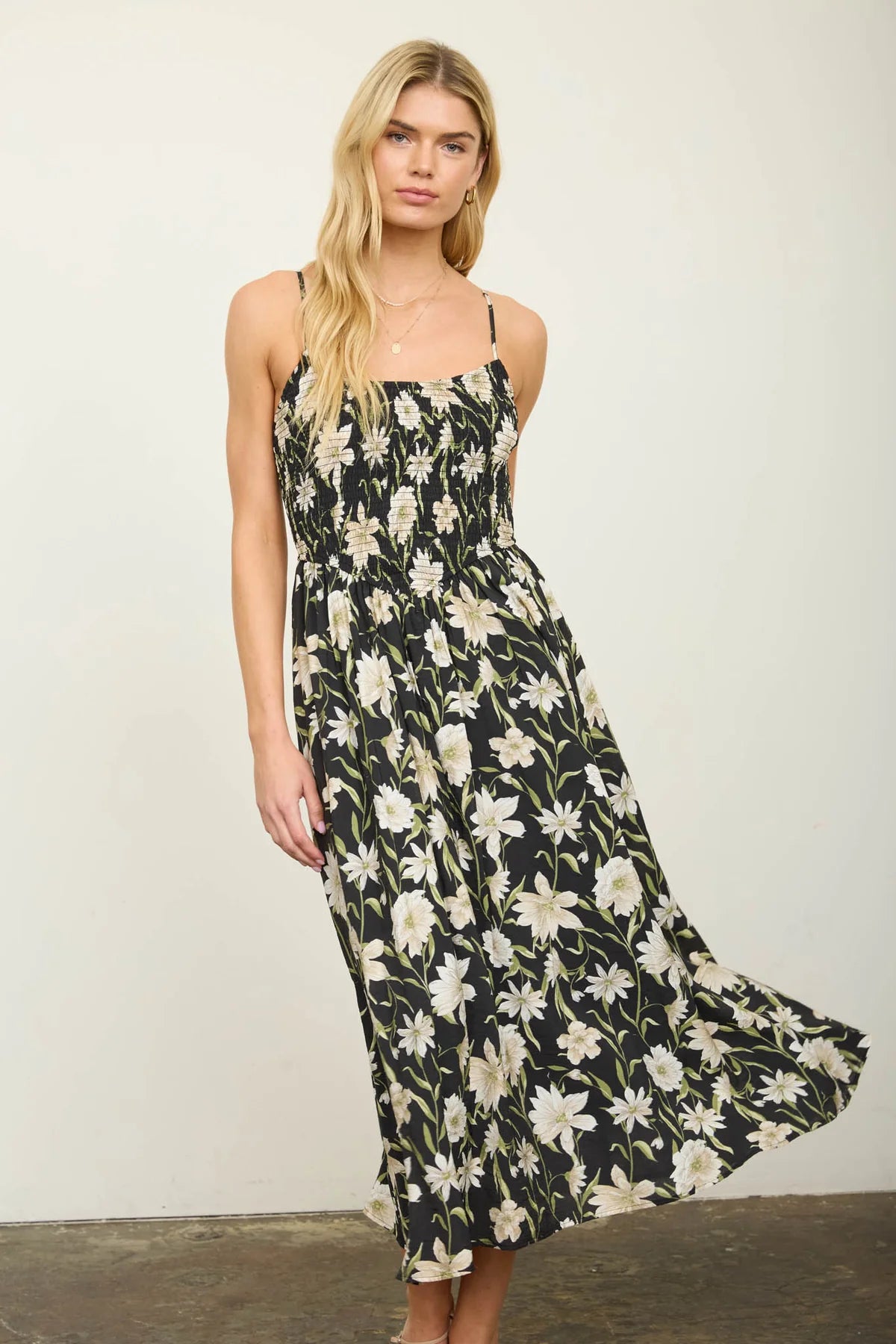 Midnight Garden Floral Midi Dress