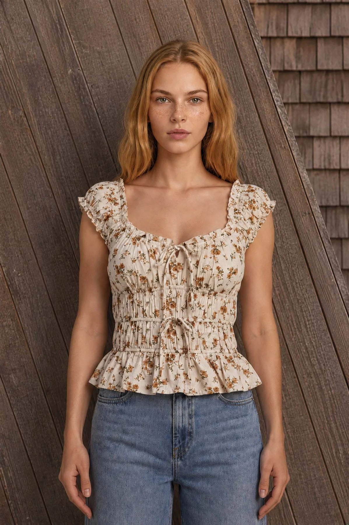 Prairie Romance Ruched Floral Top