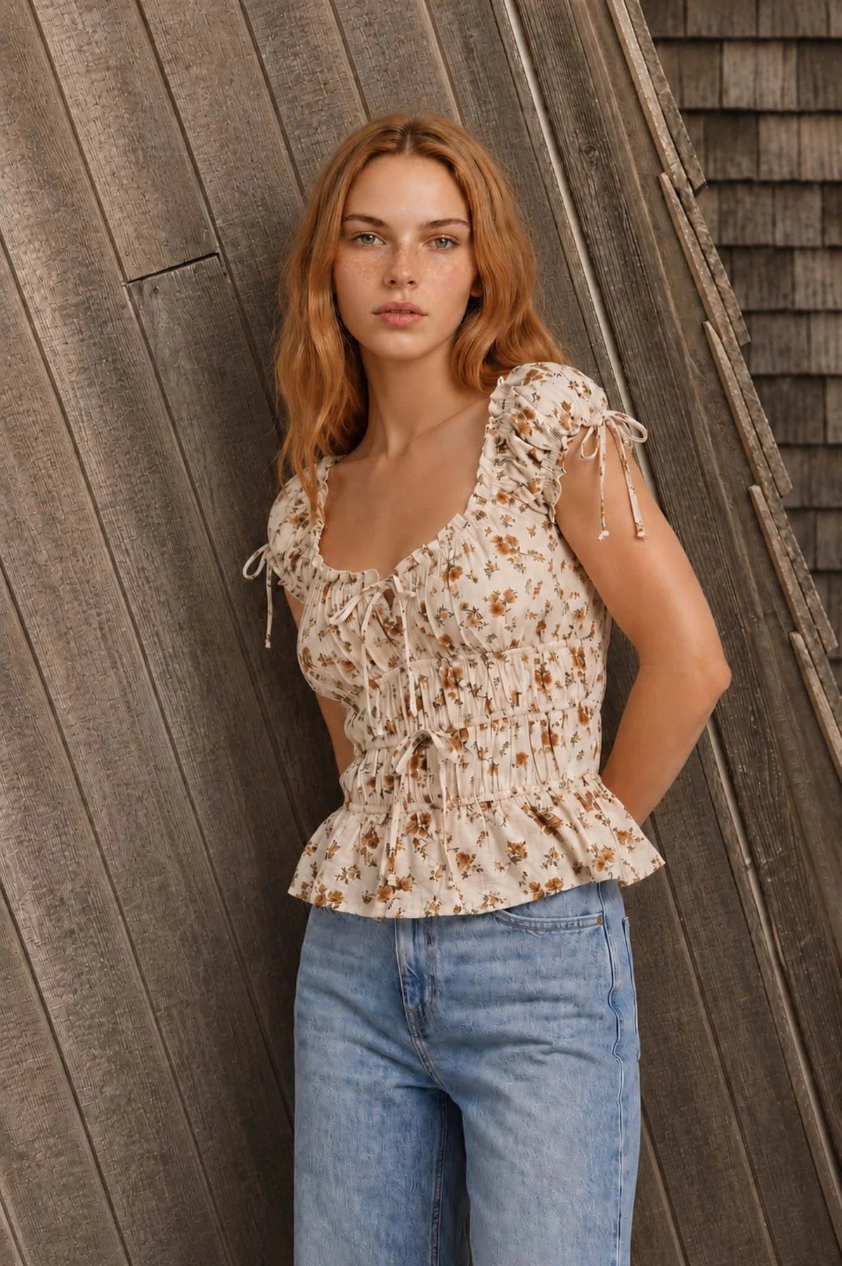 Prairie Romance Ruched Floral Top