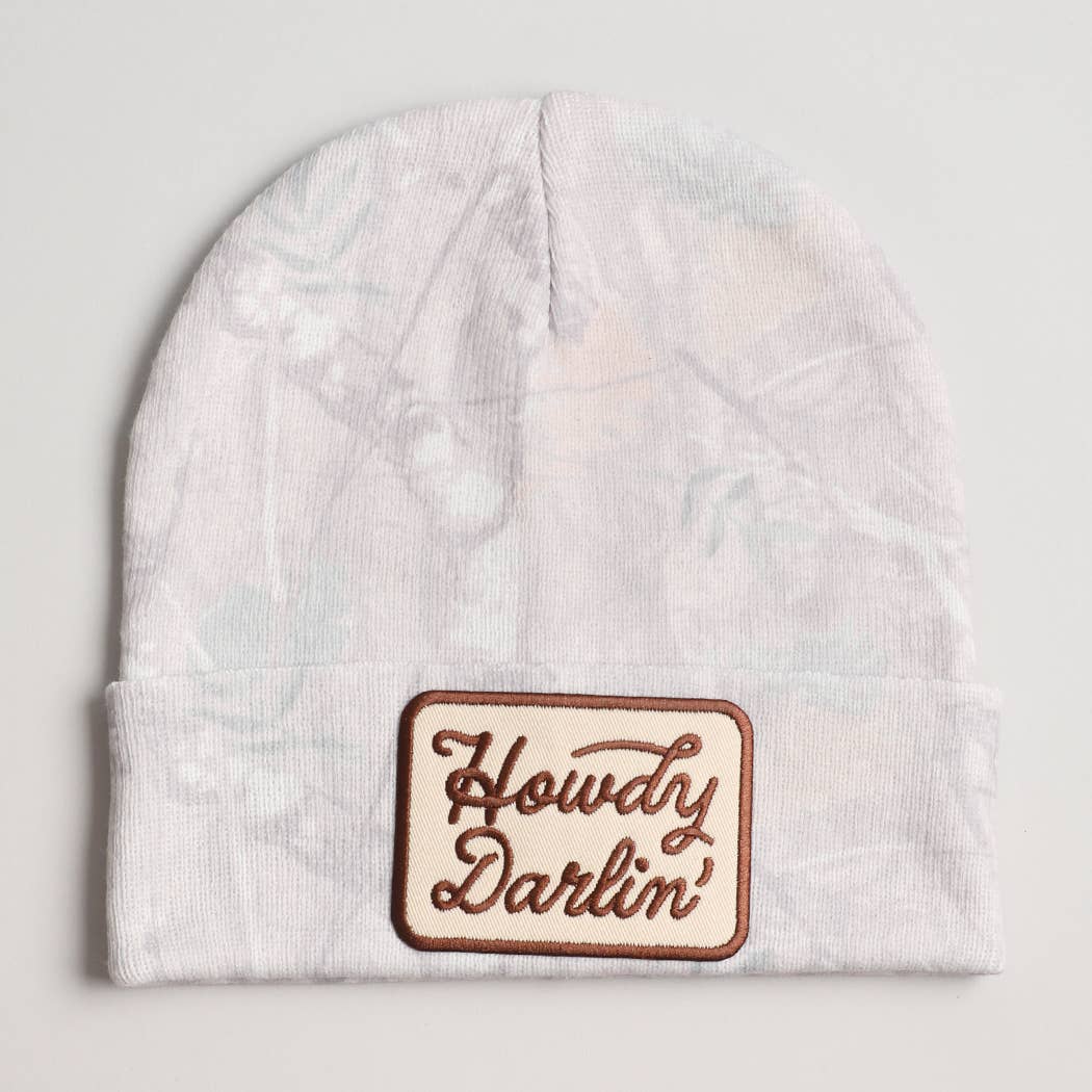 Howdy, Darlin' Embroidered Patch Camo Beanie