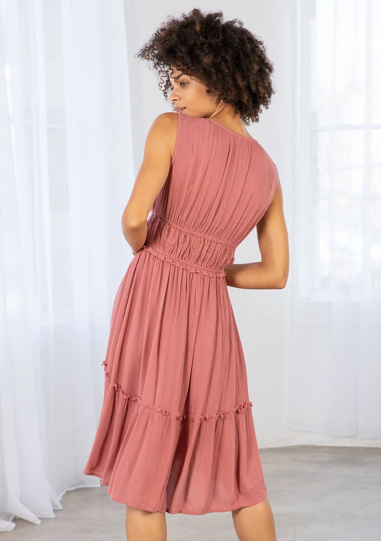 Eyelet Waist Midi Dress