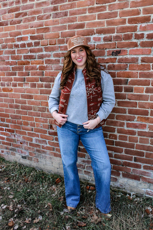 Rustic Aztec Lined Vest with Pockets
