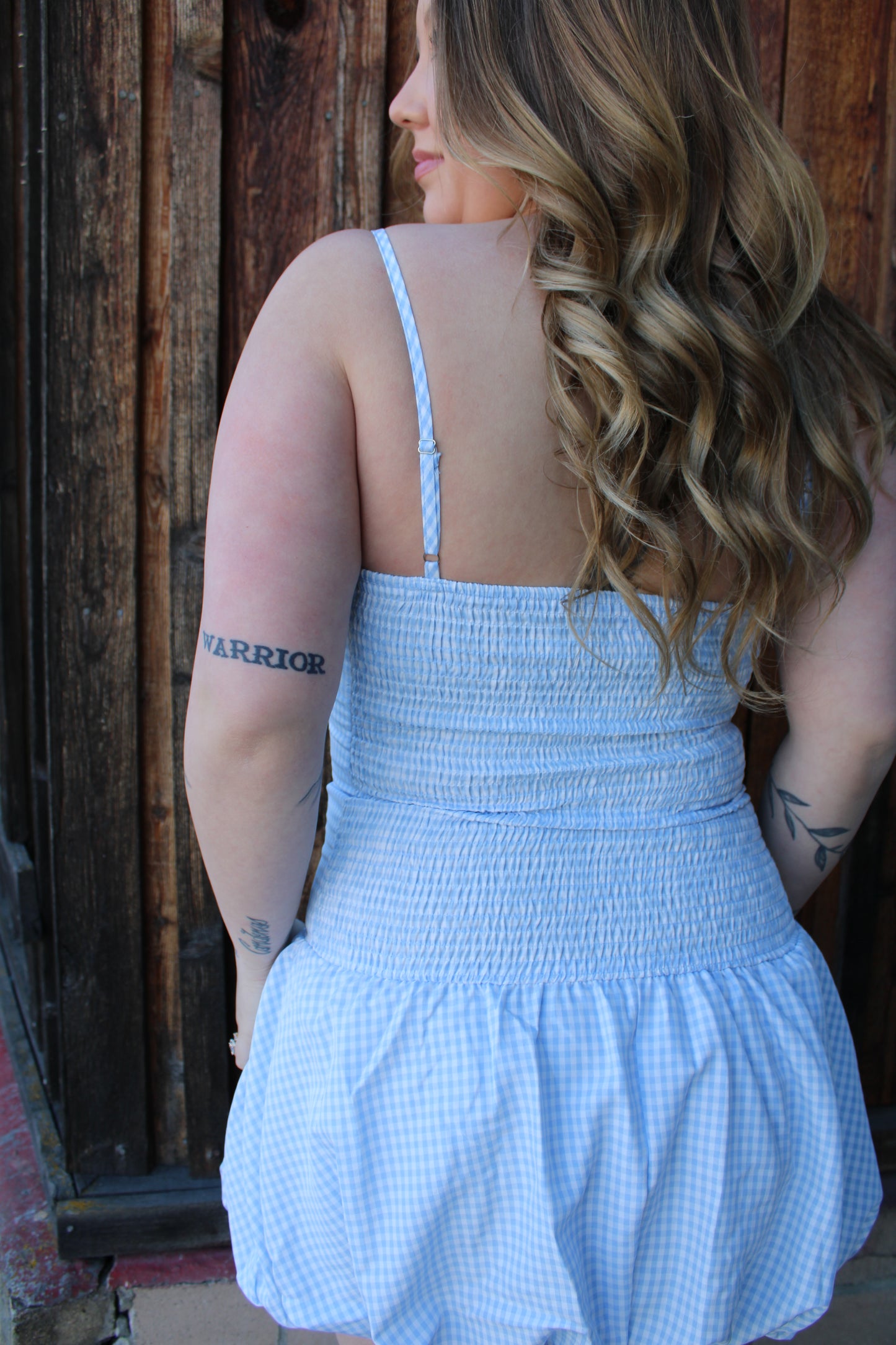 Gingham Bubble blue Mini Dress