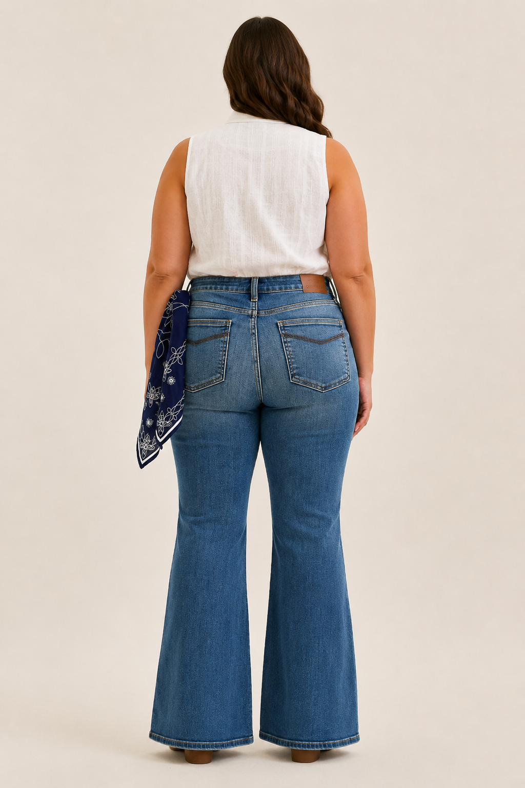 MR Jaqueline Flare w/ Triple Needle Back Pkts + Bandana Loop