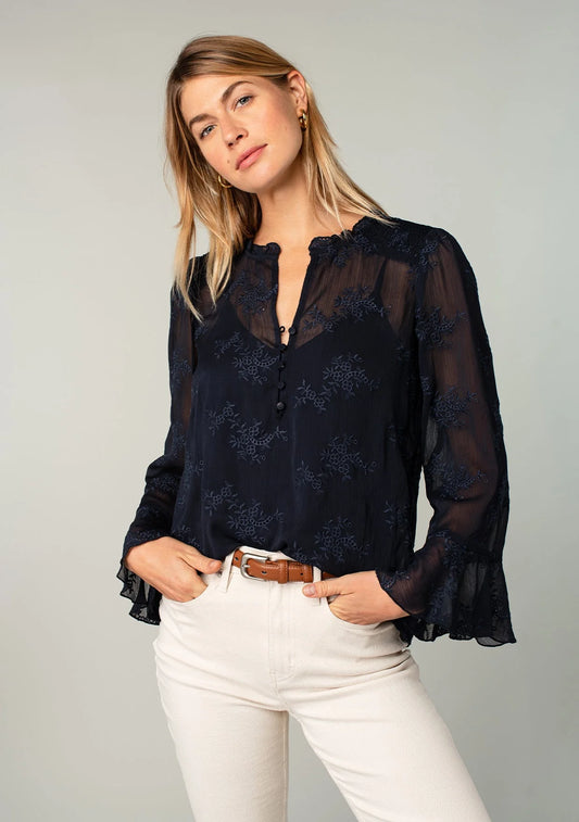 Midnight Romance Embroidered Blouse