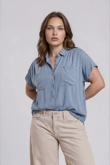 Plus Size Dusty Teal Button-Down Shirt