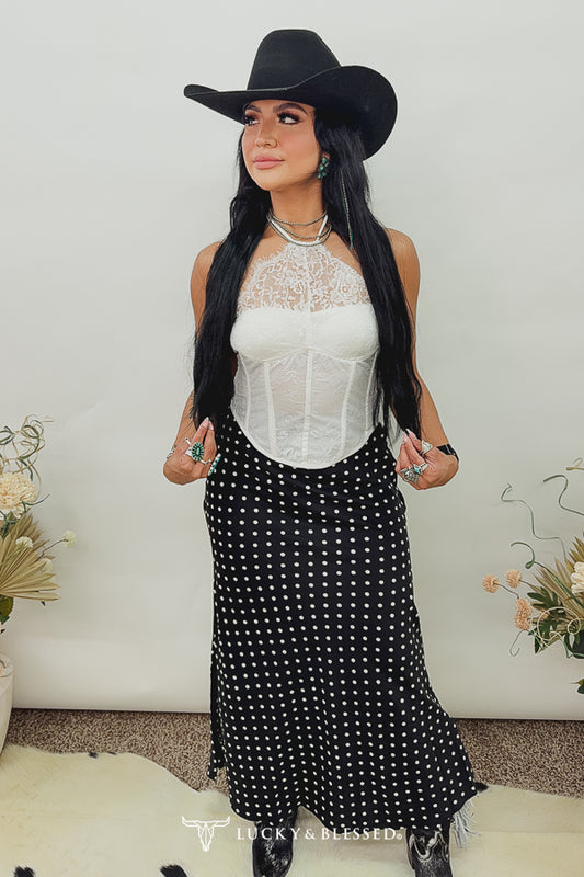 Black Polka Dot Maxi Skirt